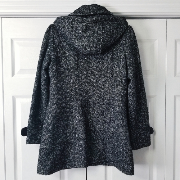 Apt 9 Black & White Toggle Button Wool Pea Coat - Picture 3 of 7